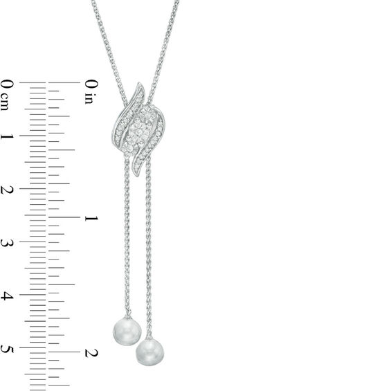 1/15 CT. T.w. Diamond Three Stone Flame Lariat Bolo Necklace in Sterling Silver - 26"