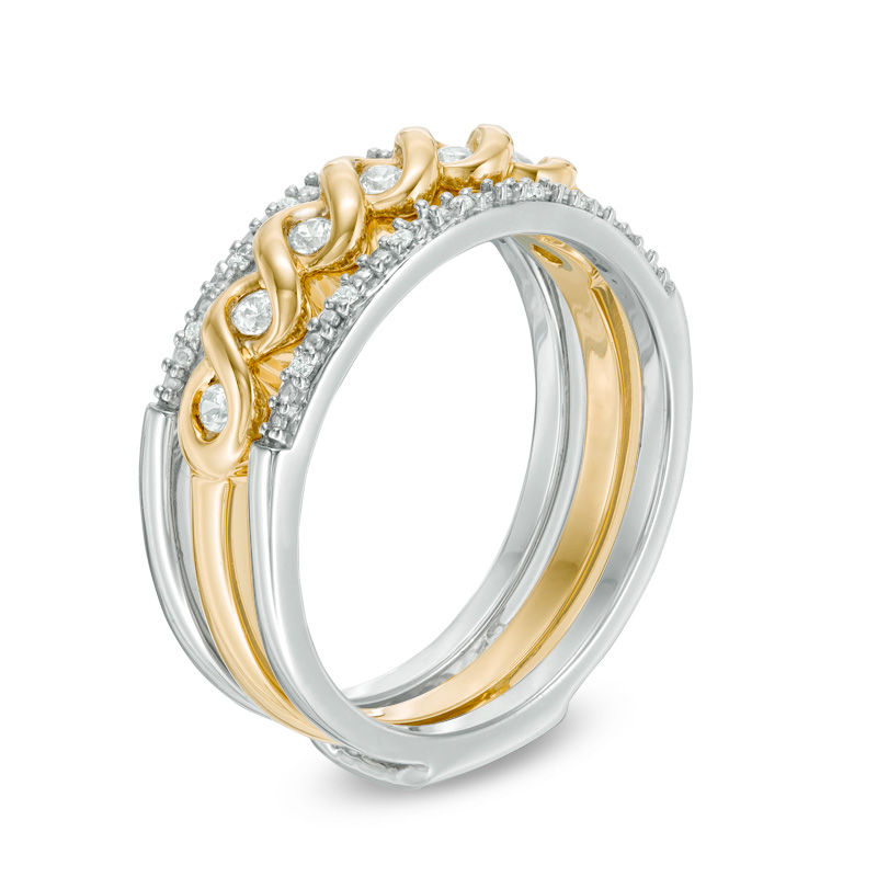 Main Image 2 of Convertibilities 1/6 CT. T.W. Diamond Twist Three-in-One Ring in Sterling Silver and 10K Gold