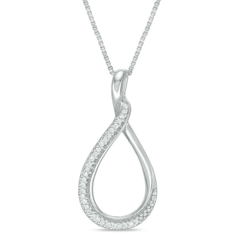 Main Image 3 of Convertibilities 1/6 CT. T.W. Diamond Swirl Drop Teardrop Three-in-One Pendant in Sterling Silver and 10K Gold