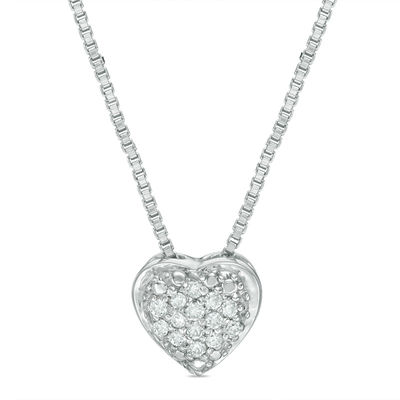 Convertibilities 1/15 CT. T.W. Diamond Dog Paw Print Heart Three-in-One  Pendant in Sterling Silver