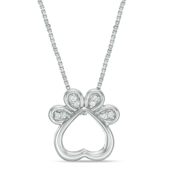 Convertibilities 1/15 CT. T.w. Diamond Dog Paw Print Heart Three-in-One Pendant in Sterling Silver
