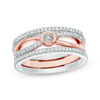 Thumbnail Image 1 of Convertibilities 1/5 CT. T.W. Diamond Crossover Three-in-One Ring in Sterling Silver and 10K Rose Gold