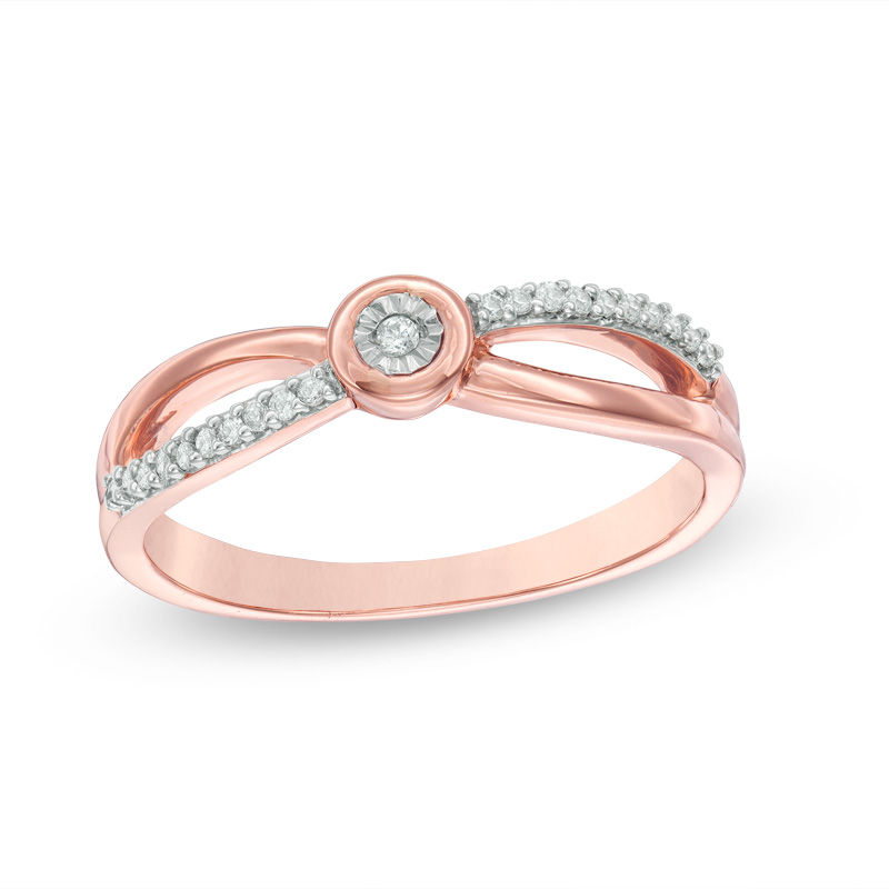 Main Image 4 of Convertibilities 1/5 CT. T.W. Diamond Crossover Three-in-One Ring in Sterling Silver and 10K Rose Gold