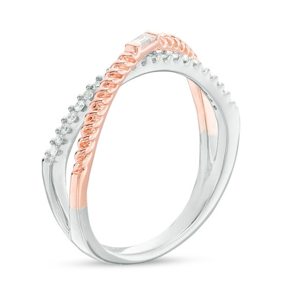 Cherished Promise Collectionâ¢ 1/8 CT. T.w. Baguette Diamond Promise Ring in 10K Two-Tone Gold