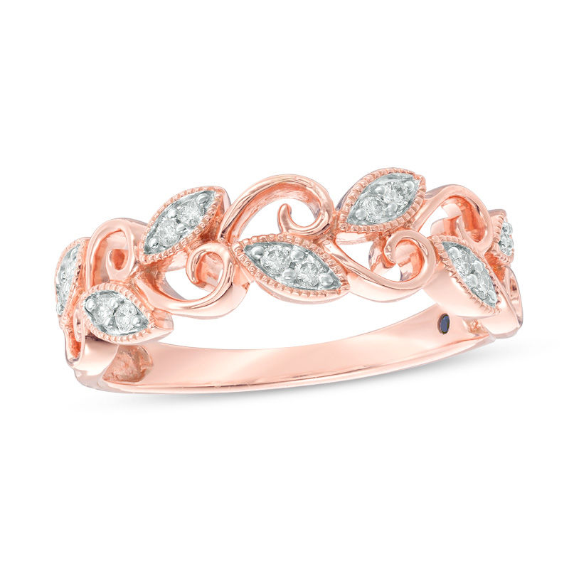 Main Image 1 of Cherished Promise Collection™ 1/10 CT. T.W. Diamond Vine Vintage-Style Band in 10K Rose Gold
