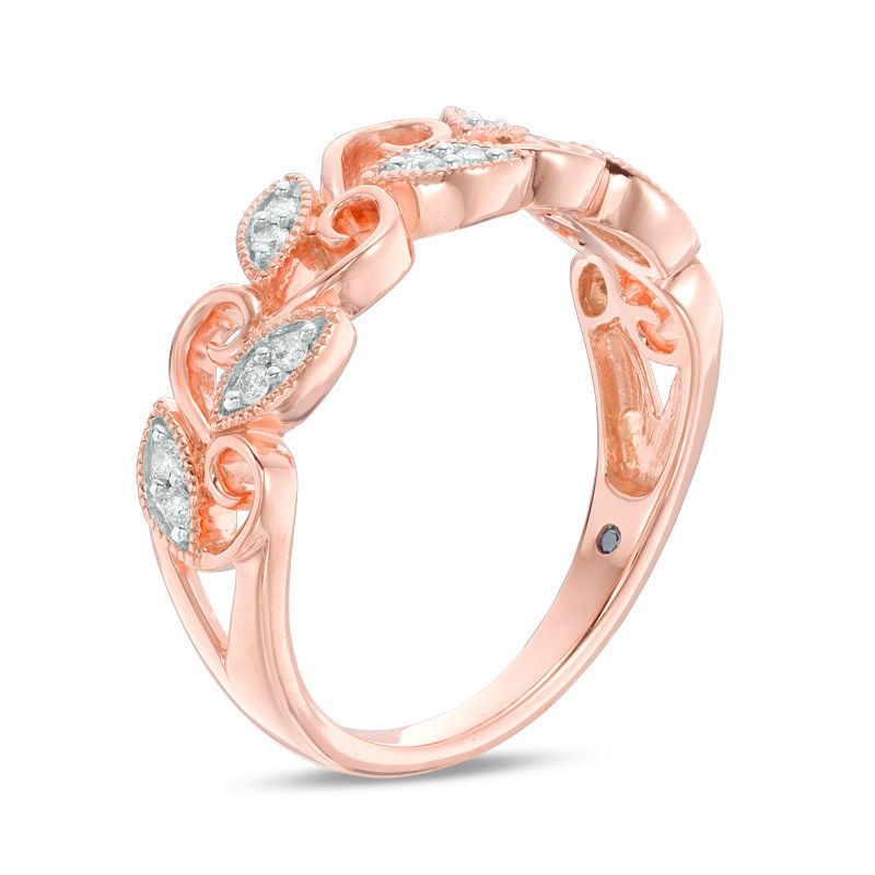Main Image 2 of Cherished Promise Collection™ 1/10 CT. T.W. Diamond Vine Vintage-Style Band in 10K Rose Gold