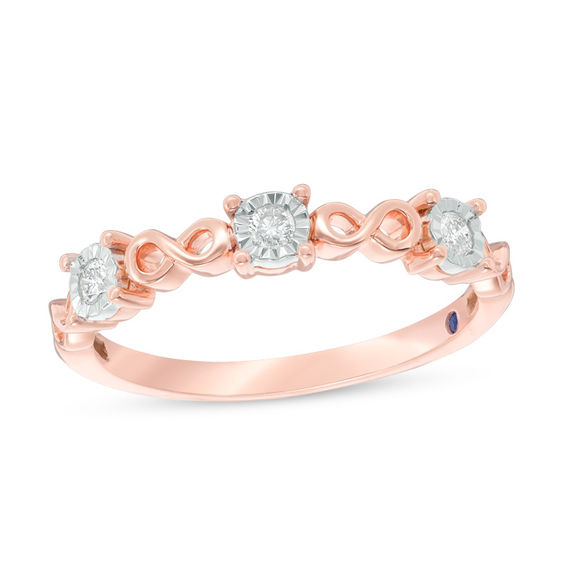 Cherished Promise Collectionâ¢ 1/10 CT. T.w. Diamond Three Stone Infinity Stackable Band in 10K Rose Gold