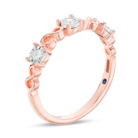 Cherished Promise Collectionâ¢ 1/10 CT. T.w. Diamond Three Stone Infinity Stackable Band in 10K Rose Gold