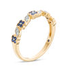 Thumbnail Image 1 of Cherished Promise Collection™ Blue Sapphire and Diamond Accent Flower Band in 10K Gold