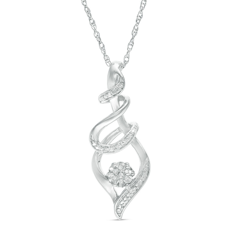 Main Image 1 of Diamond Accent Swirl Flame Pendant in Sterling Silver