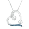 Thumbnail Image 1 of Enhanced Blue and White Diamond Accent Swirl Heart Pendant in Sterling Silver