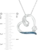 Thumbnail Image 2 of Enhanced Blue and White Diamond Accent Swirl Heart Pendant in Sterling Silver