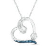 Thumbnail Image 0 of Enhanced Blue and White Diamond Accent Swirl Heart Pendant in Sterling Silver