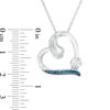 Thumbnail Image 1 of Enhanced Blue and White Diamond Accent Swirl Heart Pendant in Sterling Silver