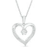 Thumbnail Image 0 of Diamond Accent Beaded Heart Pendant in Sterling Silver
