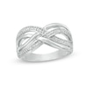 Thumbnail Image 1 of Diamond Accent Layered Crossover Ring in Sterling Silver