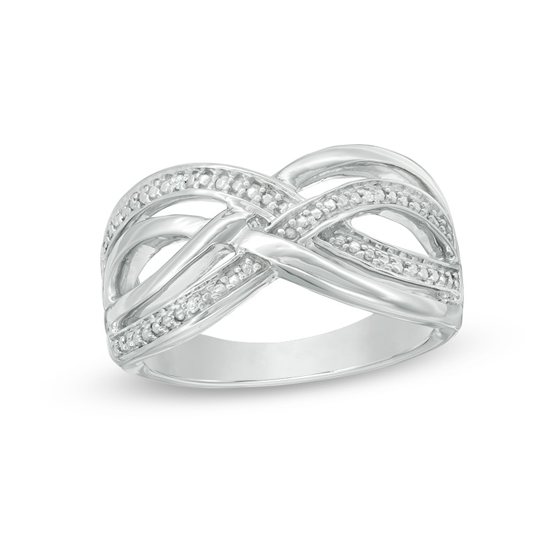 Main Image 1 of Diamond Accent Layered Crossover Ring in Sterling Silver