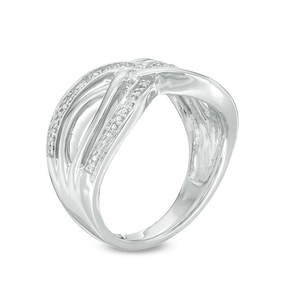 Diamond Accent Layered Crossover Ring in Sterling Silver