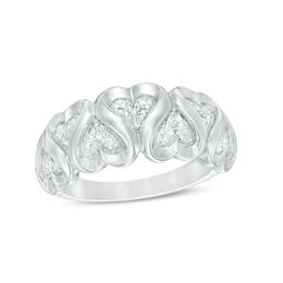 Diamond Accent Alternating Hearts Ring in Sterling Silver