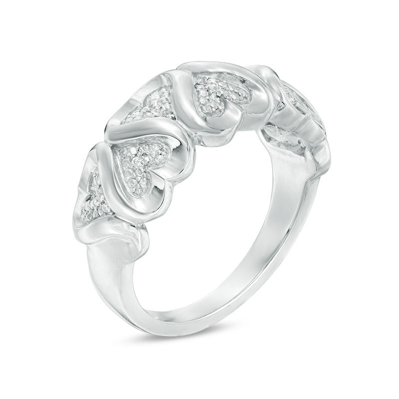 Main Image 2 of Diamond Accent Alternating Hearts Ring in Sterling Silver