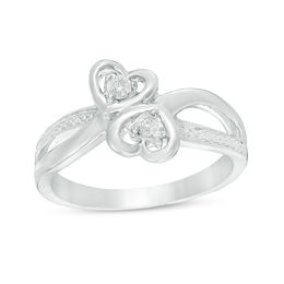 Diamond Accent Bypass Heart Ring in Sterling Silver