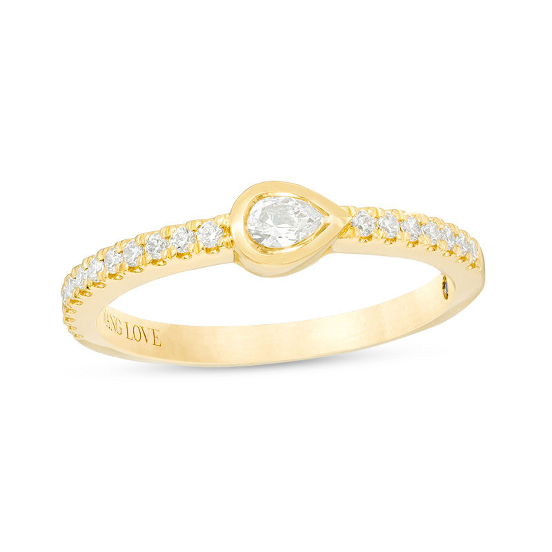 Main Image 1 of Vera Wang Love Collection 1/3 CT. T.W. Pear-Shaped Diamond Sideways Stackable Band in 14K Gold