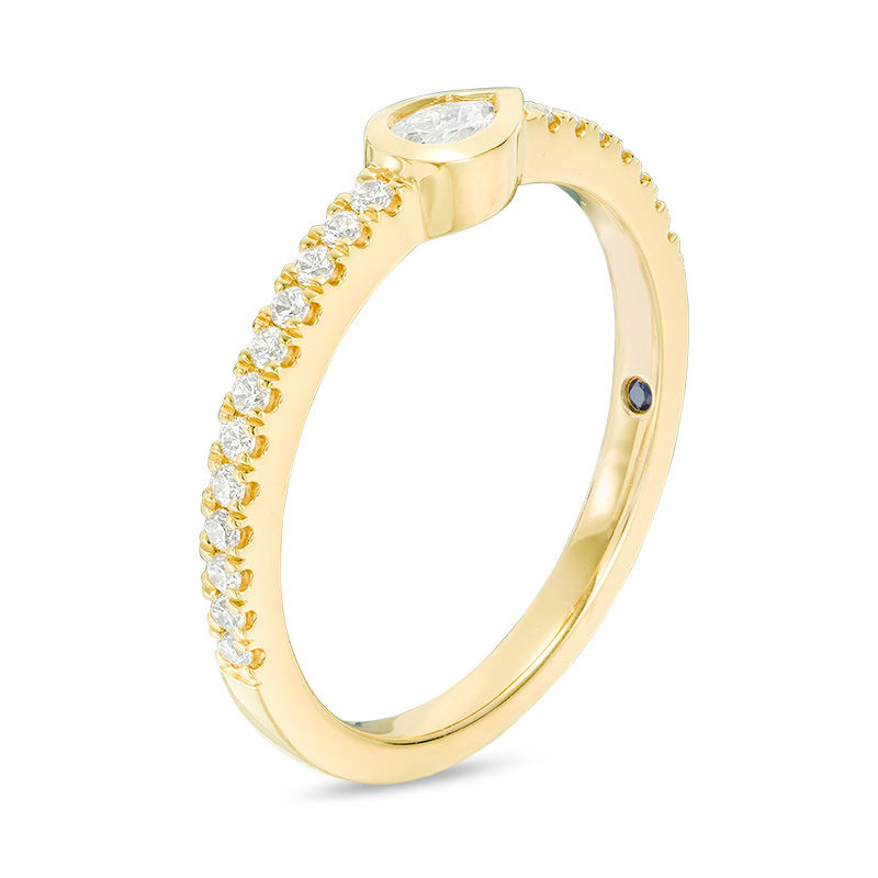 Main Image 2 of Vera Wang Love Collection 1/3 CT. T.W. Pear-Shaped Diamond Sideways Stackable Band in 14K Gold