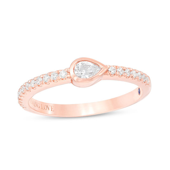 Vera Wang Love Collection 1/3 CT. T.w. Pear-Shaped Diamond Sideways Stackable Band in 14K Rose Gold