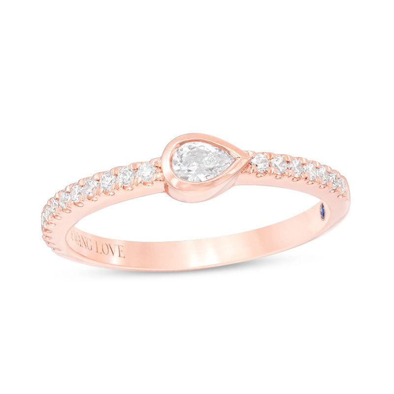 Main Image 1 of Vera Wang Love Collection 1/3 CT. T.W. Pear-Shaped Diamond Sideways Stackable Band in 14K Rose Gold