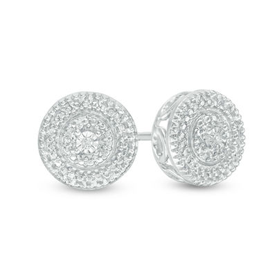 Diamond Circle Earrings Sterling Silver