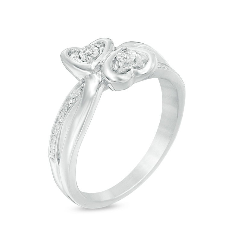 Main Image 2 of Diamond Accent Bypass Heart Ring in Sterling Silver