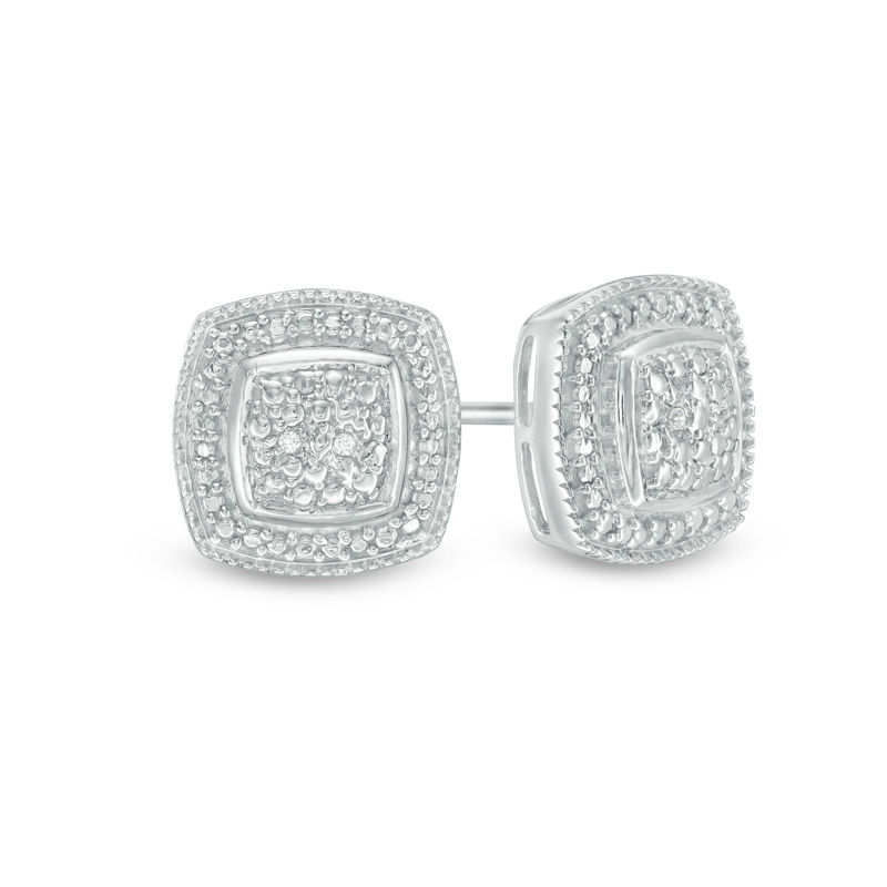 Main Image 1 of Diamond Accent Cushion Stud Earrings in Sterling Silver