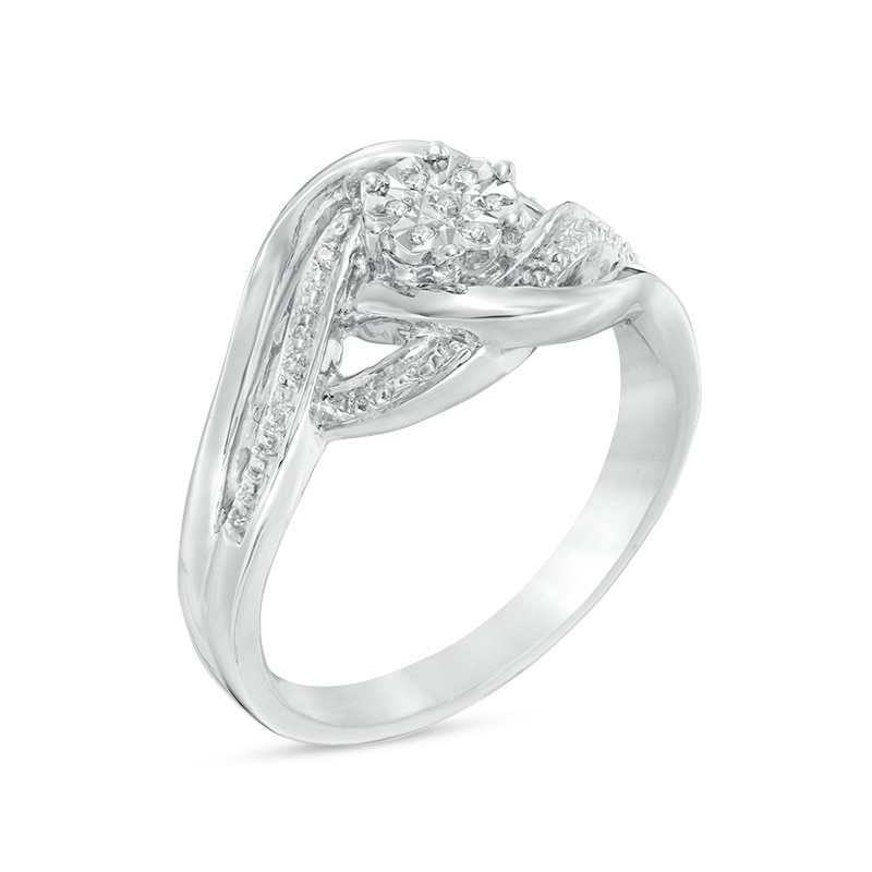 Main Image 2 of Composite Diamond Accent Bypass Swirl Ring in Sterling Silver