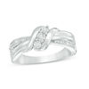 Thumbnail Image 1 of Diamond Accent Three Stone Wave Ring in Sterling Silver