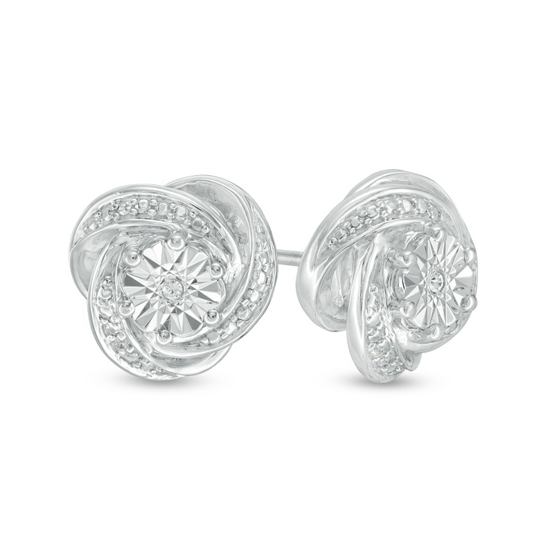 Main Image 1 of Diamond Accent Love Knot Stud Earrings in Sterling Silver