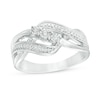 Thumbnail Image 1 of Diamond Accent Three Stone Bypass Wave Ring in Sterling Silver
