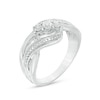Thumbnail Image 2 of Diamond Accent Three Stone Bypass Wave Ring in Sterling Silver
