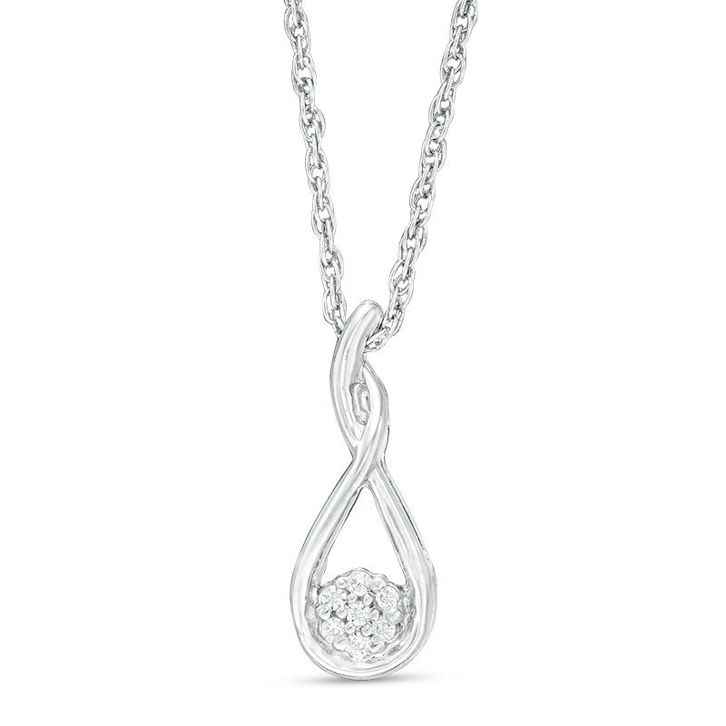 Main Image 1 of Composite Diamond Accent Teardrop Pendant in Sterling Silver