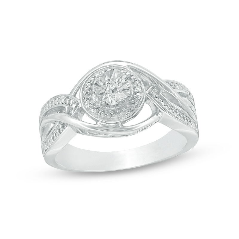 Main Image 1 of Composite Diamond Accent Bypass Ring in Sterling Silver