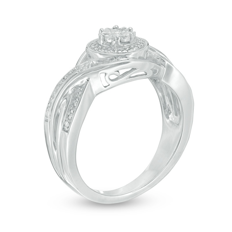 Main Image 2 of Composite Diamond Accent Bypass Ring in Sterling Silver