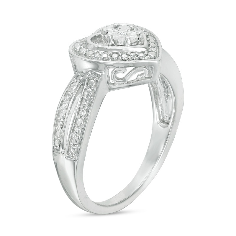 Main Image 2 of Composite Diamond Accent Heart Frame Ring in Sterling Silver