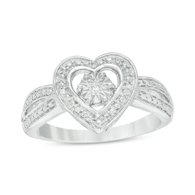 diamond accent heart ring in sterling silver