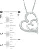 Thumbnail Image 2 of Diamond Accent Double Ribbon Hearts Pendant in Sterling Silver