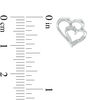 Thumbnail Image 2 of Diamond Accent Double Heart Stud Earrings in Sterling Silver
