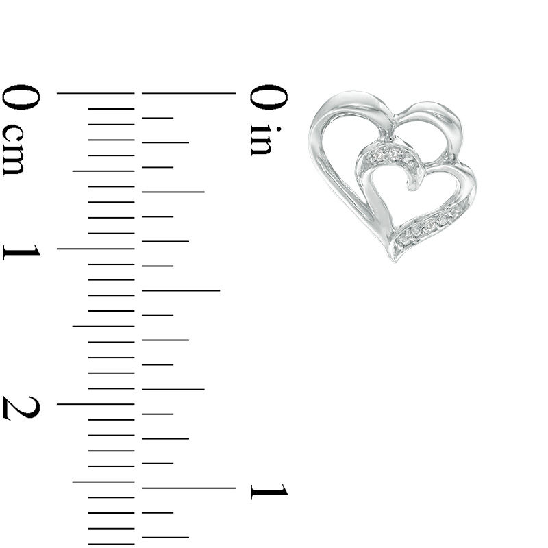 Main Image 2 of Diamond Accent Double Heart Stud Earrings in Sterling Silver