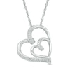 Thumbnail Image 1 of Diamond Accent Double Ribbon Hearts Pendant in Sterling Silver