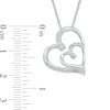 Thumbnail Image 2 of Diamond Accent Double Ribbon Hearts Pendant in Sterling Silver