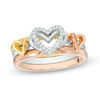 Thumbnail Image 1 of The Kindred Heart from Vera Wang Love Collection Diamond Stackable Ring Set in Sterling Silver and 14K Two-Tone Gold