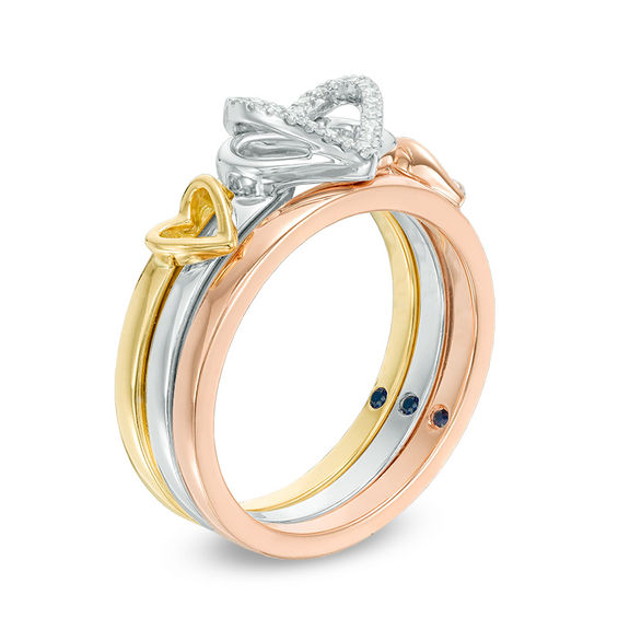 Vera wang sterling silver diamond stacking rings set discount