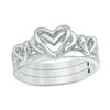 Thumbnail Image 0 of The Kindred Heart from Vera Wang Love Collection Blue Sapphire Stackable Ring Set in Sterling Silver